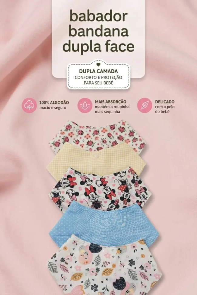 Babador Bandana dupla face kit c/5