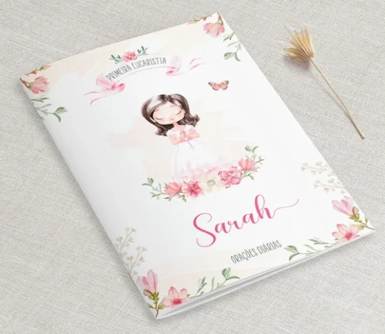 Livro De Orações Lembrança Eucaristia Aquarela Menina