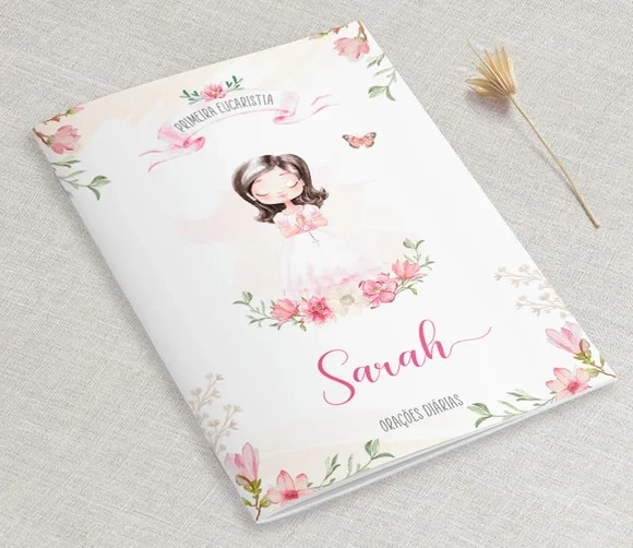 Livro De Orações Lembrança Eucaristia Aquarela Menina