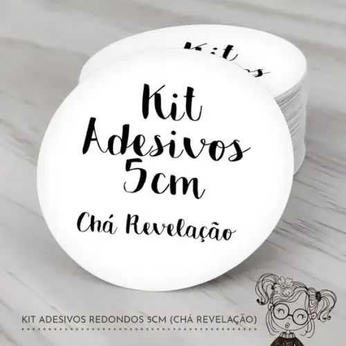 028 Kit Adesivos Redondos Chá Revelação