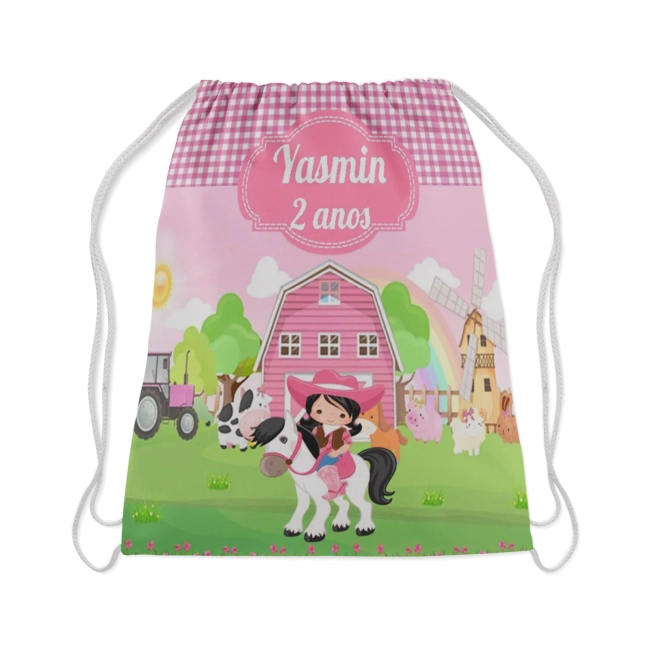 Mochilinha Personalizada para lembrancinhas Fazendinha