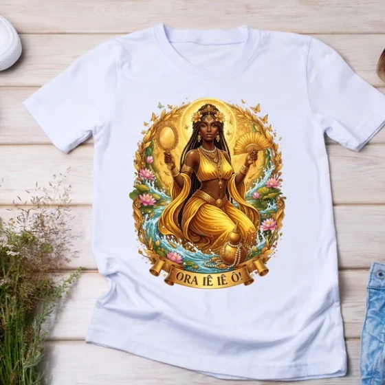 Camiseta Oxum Ora Iê Iê Ô! Rainha do Ouro Orixá Umbanda