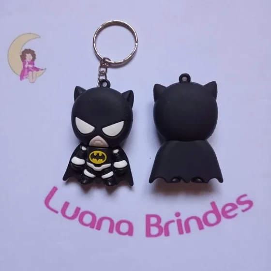Chaveiro Batman 3d Emborrachado 5cm Pct 2 Unidades
