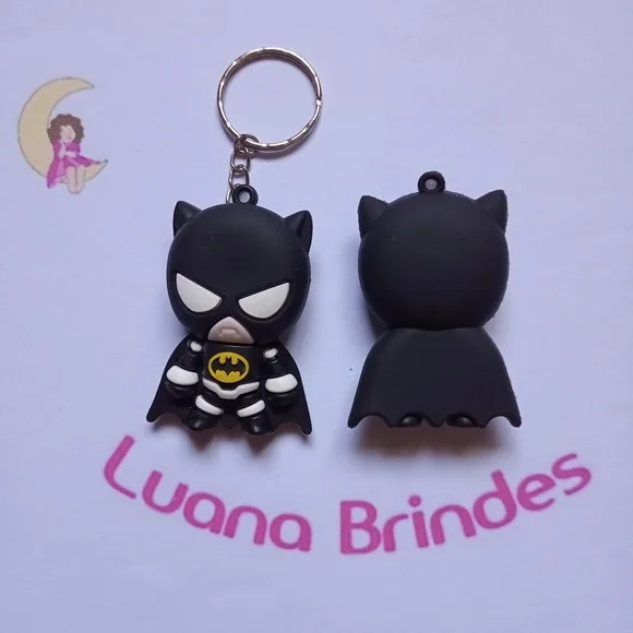 Chaveiro Batman 3d Emborrachado 5cm Pct 2 Unidades