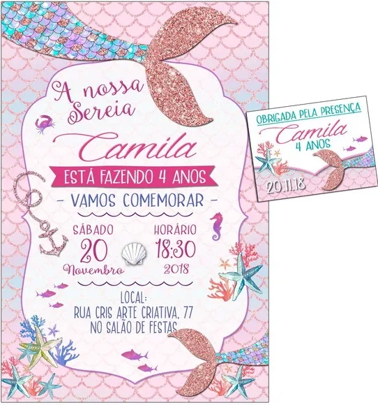 CONVITE DIGITAL C/TAG Sereia 3