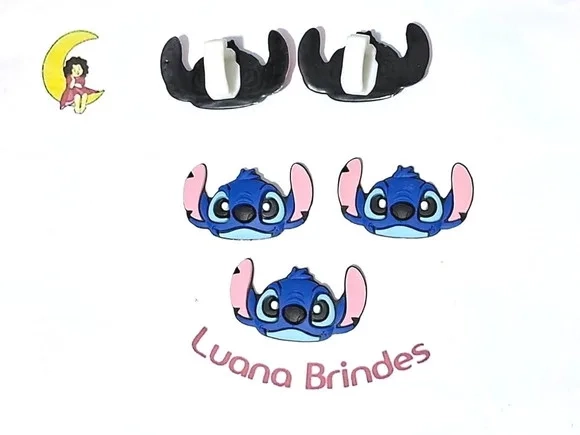 Aplique pra Tênis Stitch e Angel Emborrachado 6 Unidades
