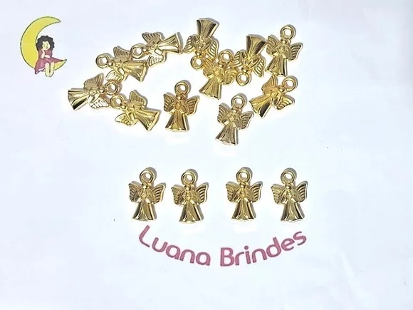 Pingente Anjo Dourado Abs 2cm Pacote com 25 Unidades