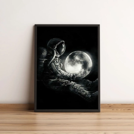 Quadro Astronauta Com Lua Em Suas Mãos 372
