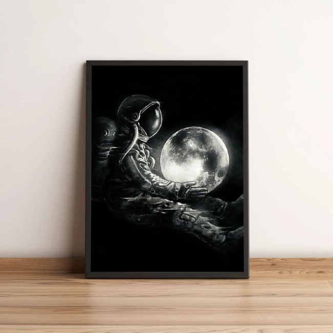 Quadro Astronauta Com Lua Em Suas Mãos 372