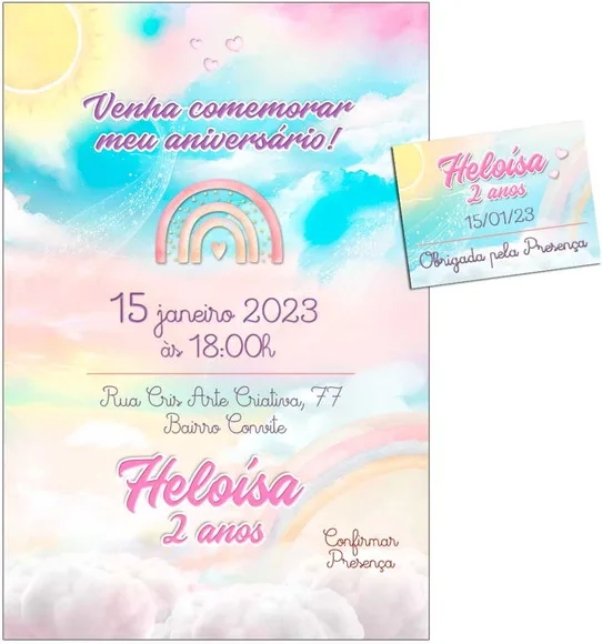 Convite Digital C/tag Nuvem Menina