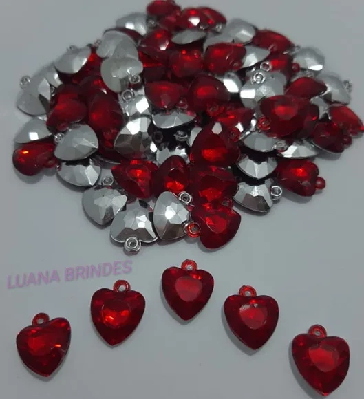 Pingente Coração Vermelho - 12mm - Pct C/50 Unidades