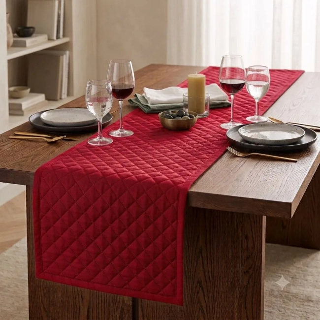 Trilho de Mesa em Tecido Oxford Matelado Diversas Cores para Jantares Românticos e Ocasiões Especiais Alta Qualidade