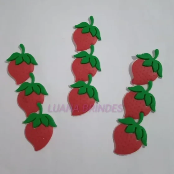 Apliques Emborrachado de Morango - pct c/10 unidades
