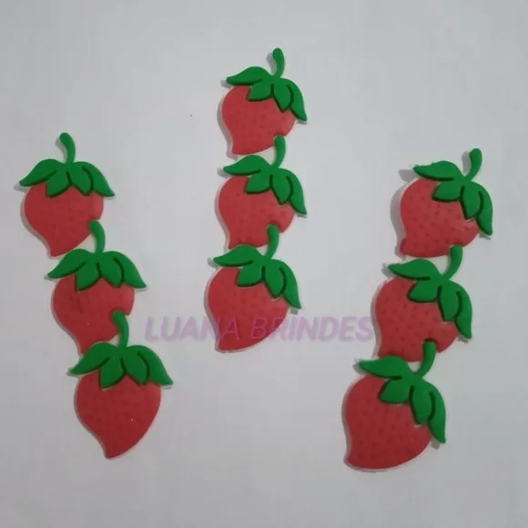 Apliques Emborrachado de Morango - pct c/10 unidades