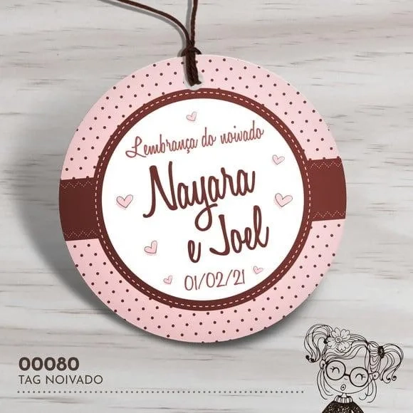 Tag Redonda Noivado Corações - 00080