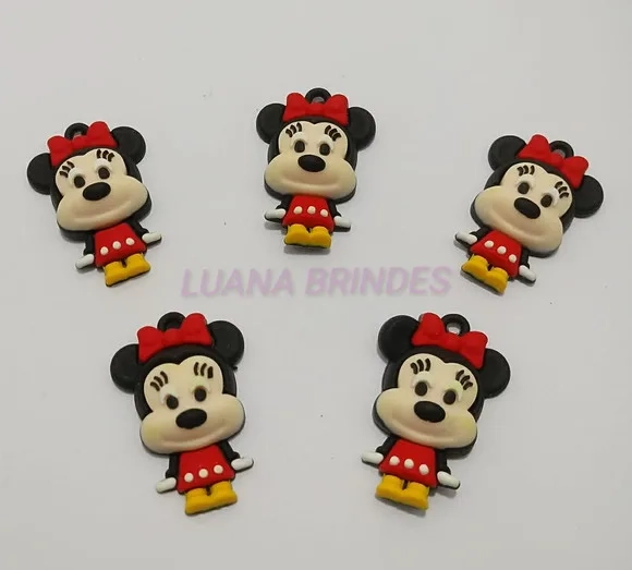 Pingente Emborrachado Mickey e Minnie - pct c/6 unidades