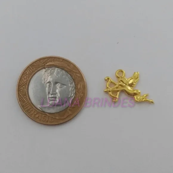 Pingente Cupido de Metal em Dourado - pct c/ 10 unidades