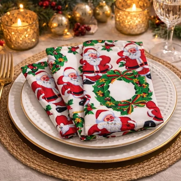 Guardanapo de Tecido de Natal - 6 Peças* Pronta Entrega