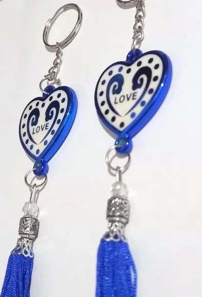 Chaveiro Coração Azul love - 3 Peças