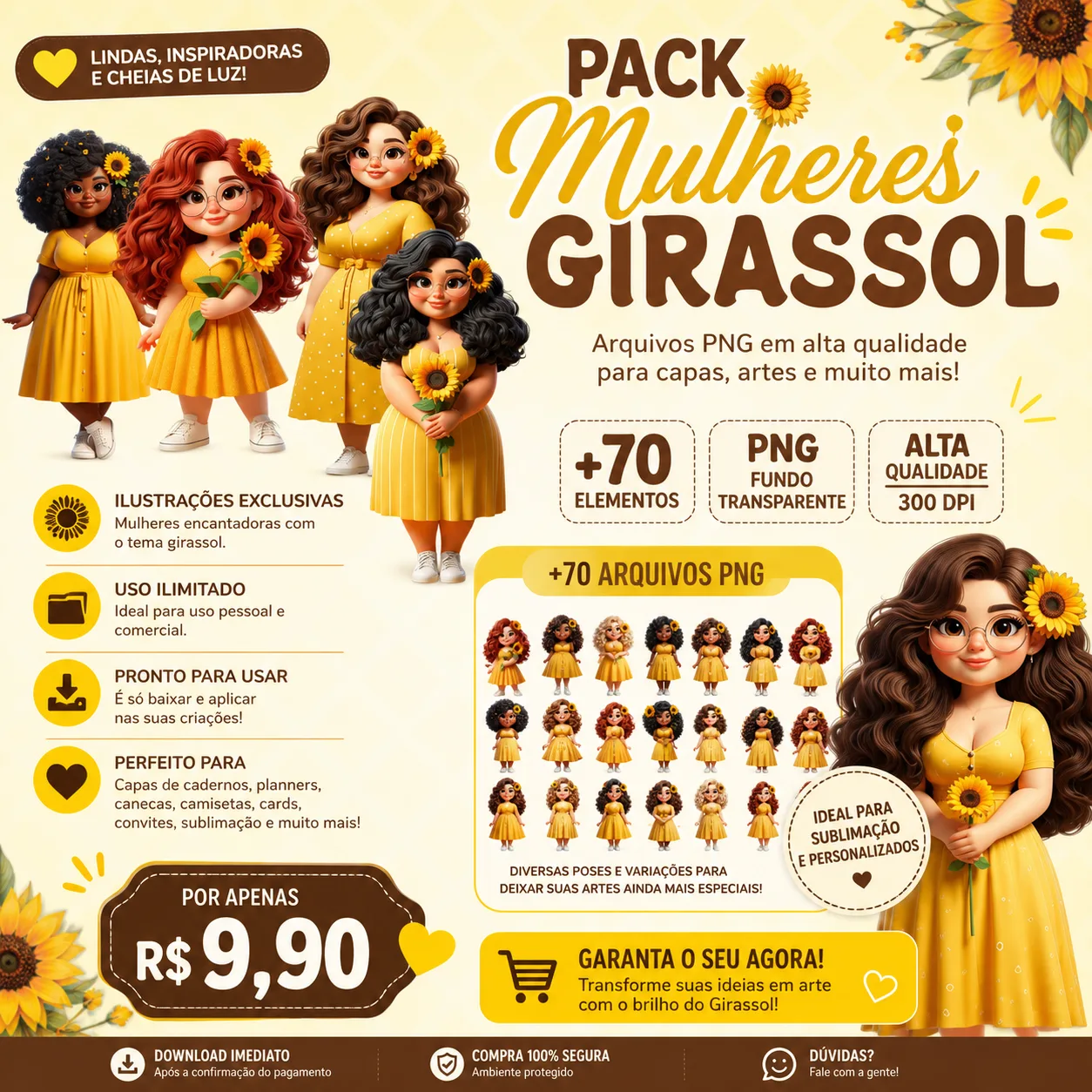 Arquivo Digital Pack Mulheres Girassol Setembro Amarelo