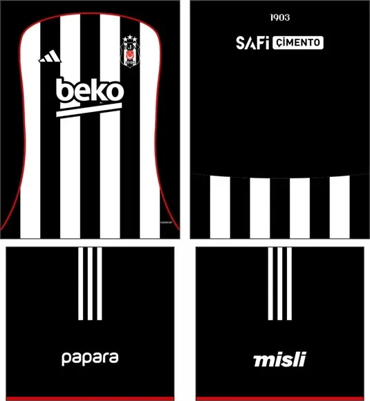 Arte Vetor Camisa Besiktas Visita 2025-2026