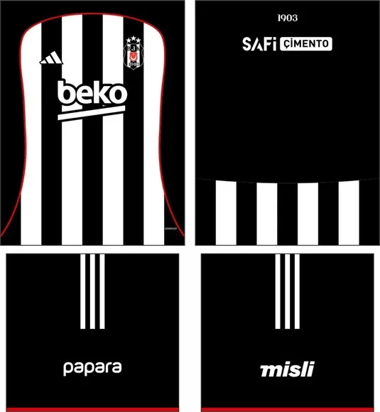 Arte Vetor Camisa Besiktas Visita 2025-2026