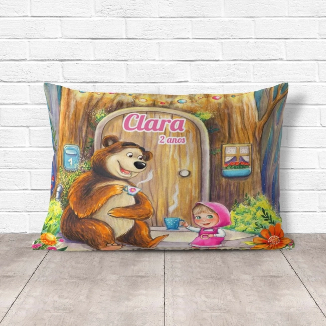 Almofada Personalizada lembrancinhas Marsha e o Urso