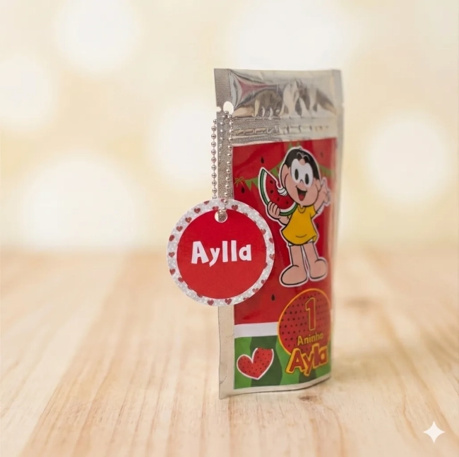 Saquinho Metalizado ziplock Magali lembrancinhas festa aniversario infantil Personalizado