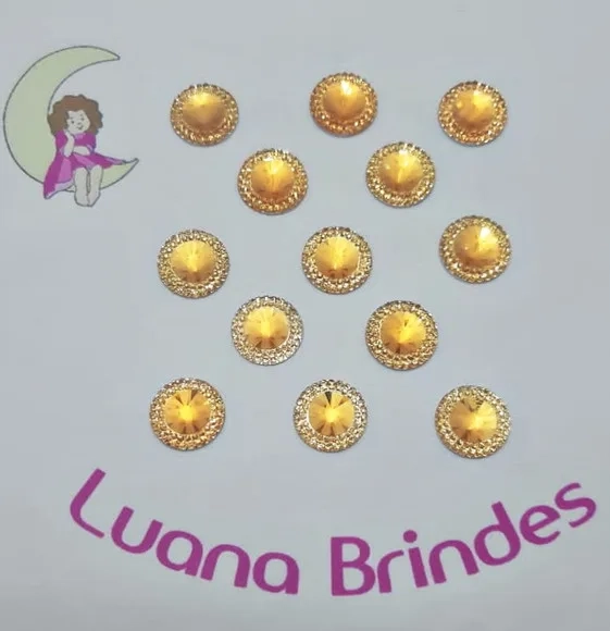 Chaton Dourado Redondo - 20mm - pacotes com 50 unidades.