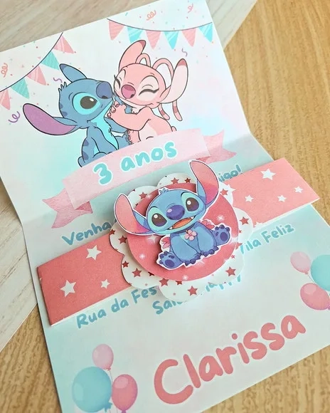 Convite de Aniversário Stitch
