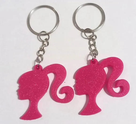 Chaveiro Barbie com Glitter 4cm Emborrachado - 6 Unidades