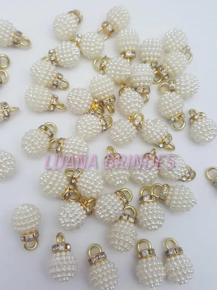 Pingente de Pérola Craquelada - 12mm - Pct com 10 Unidades