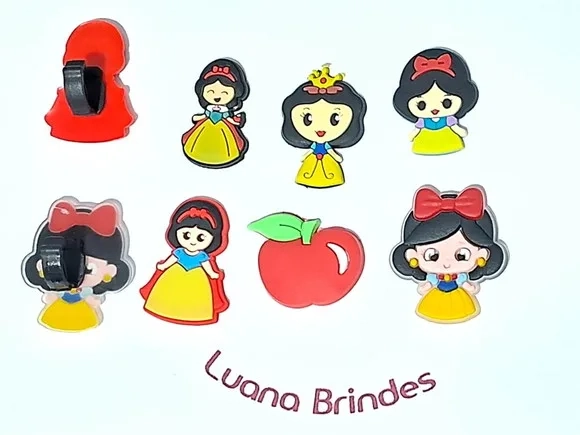 Aplique Branca de Neve C/adaptador para Tênis - 6 Unidades