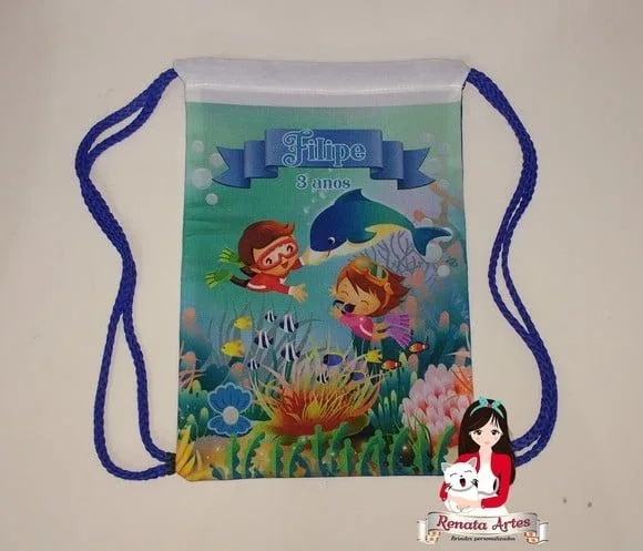 Mochila de Tecido Personalizada Fundo do Mar