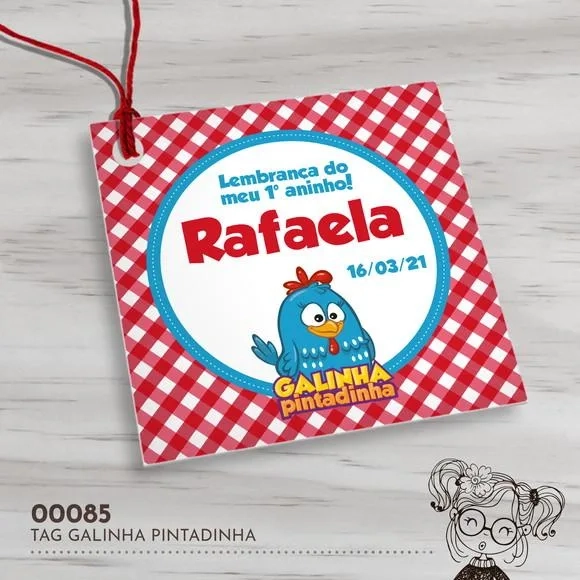 Tag Quadrada Galinha Pintadina - 00085