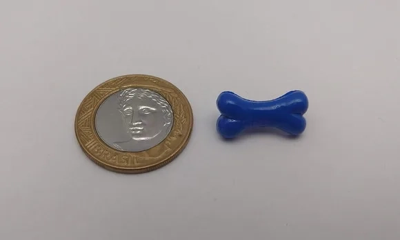 Aplique Botão Osso Azul - Plastico 1,9cm - Pacotes com 20 Un