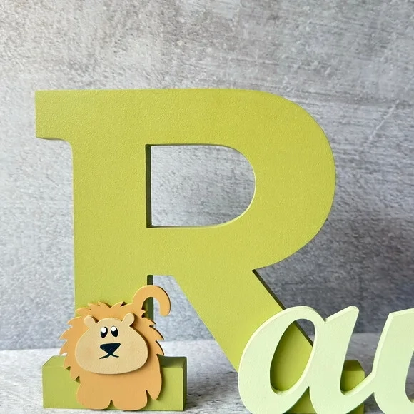 Nome em MDF Personalizado para Quarto de Bebê Letras Decorativas Infantis - Tema Safari
