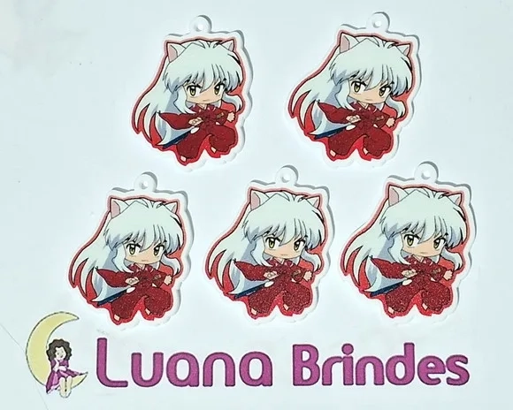 Pingente Inuyasha Anime Acrílicouv 4cm Pacote com 5 Unidades