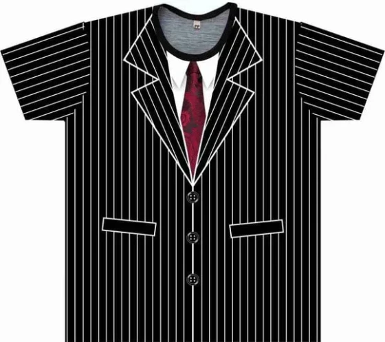 Camiseta Infantil Terno Risca de Giz com Gravata Estampa Total