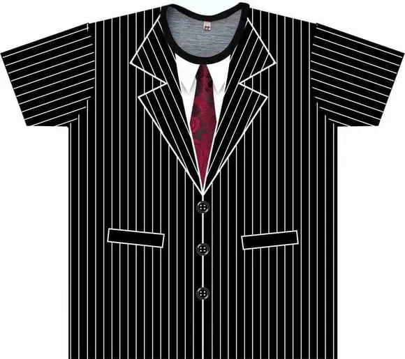 Camiseta Infantil Terno Risca de Giz com Gravata Estampa Total