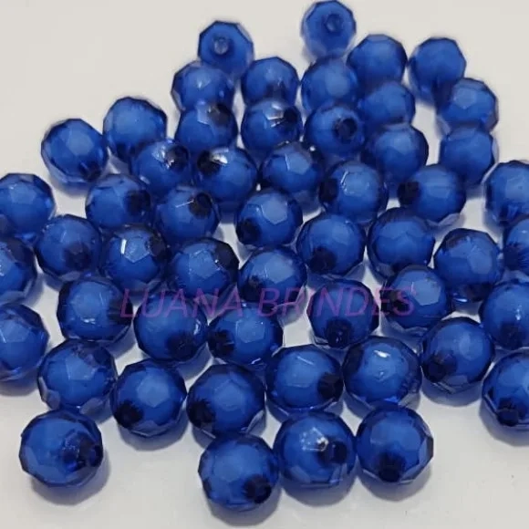 Bolinha Facetada com Miolo Azul Royal 8mm Pct 100 Unidades