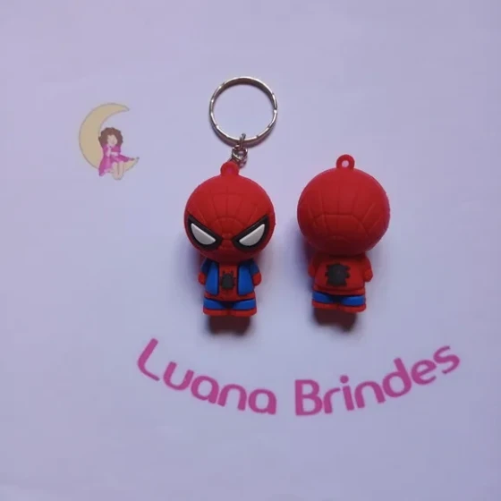 Chaveiro Homem Aranha de Borracha 5cm Pct 2 Unidades