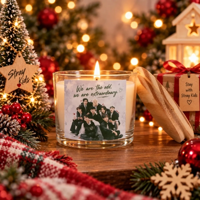 Vela Aromática no Copo Personalizada Natal Stray Kids  - STAY - Velas Perfumadas | Aromáticas e Decorativas