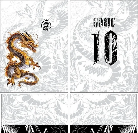 Arte Vetor Camisa Interclasse Dragão Chinês Dourado Fucanglo