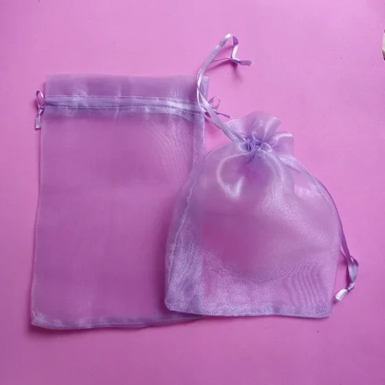 Saquinho Organza Cristal Lilás com Fita 11x17cm