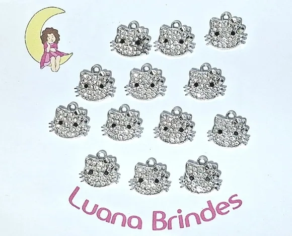 Pingente Hello Kitty Ziconia Niquel 1,5cm Pacote com 6 Unida