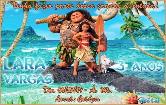 Convite Moana Baby - 9,5cm x 6cm