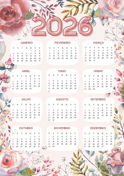 Calendário A4 de Parede