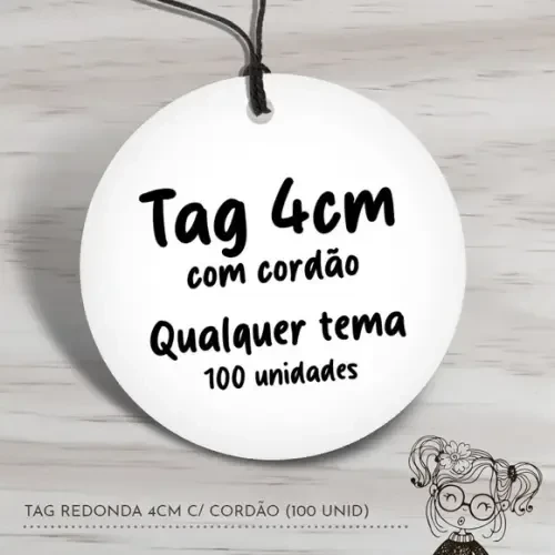 Tag Redonda 4cm c/ Cordão - 100 Unidades