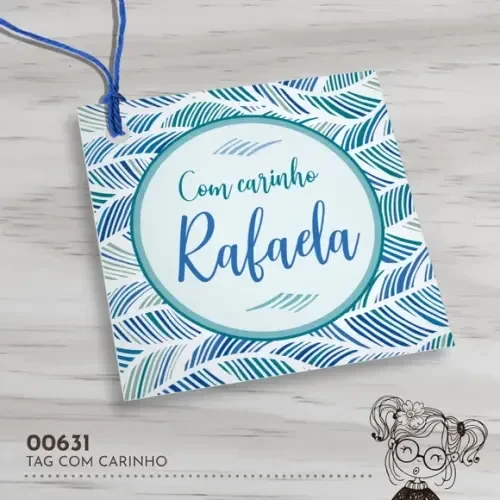 Tag Quadrada com Carinho - 00631